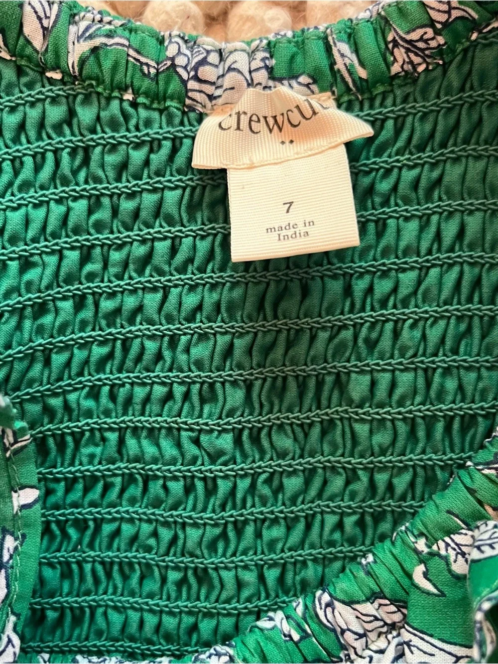 J crew Green Floral Smocked Ruffle Strap Kids Dress